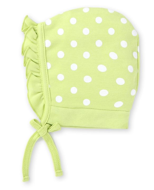 Babyhug 100% Cotton Bonnet Bonnet Caps With Hearts & Polka Dots Print Pack Of 2 - Light Green & Pink