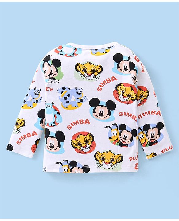 Babyhug Disney Interlock Knit Full Sleeves Jhablas With Mickey Mouse Graphics & Badge Applique Pack of 3 - Blue White & Green
