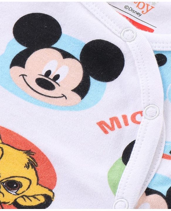 Babyhug Disney Interlock Knit Full Sleeves Jhablas With Mickey Mouse Graphics & Badge Applique Pack of 3 - Blue White & Green