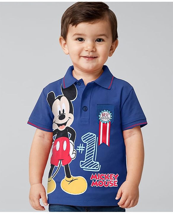 Babyhug Disney Single Jersey Knit Half Sleeves Shorts Night Suit With Donald Duck Print - Navy Blue main image 1