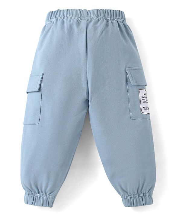 Babyhug Disney Cotton Knit Full Sleeves Shirt & Lounge Pant Set With T-Shirt & Mickey Mouse Graphics - Light Blue