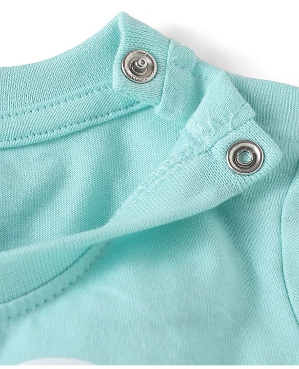 Babyhug Disney Cotton Knit Full Sleeves Shirt & Lounge Pant Set With T-Shirt & Mickey Mouse Graphics - Light Blue