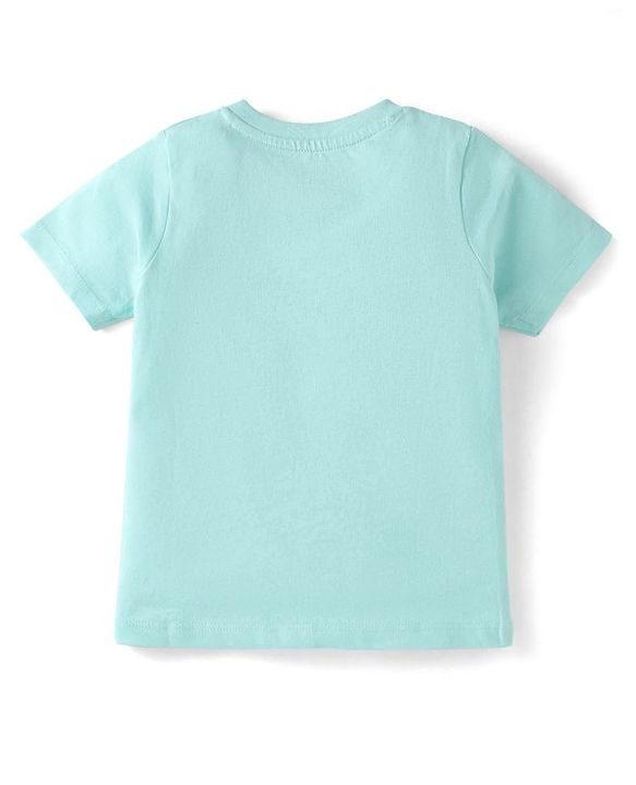 Babyhug Disney Cotton Knit Full Sleeves Shirt & Lounge Pant Set With T-Shirt & Mickey Mouse Graphics - Light Blue