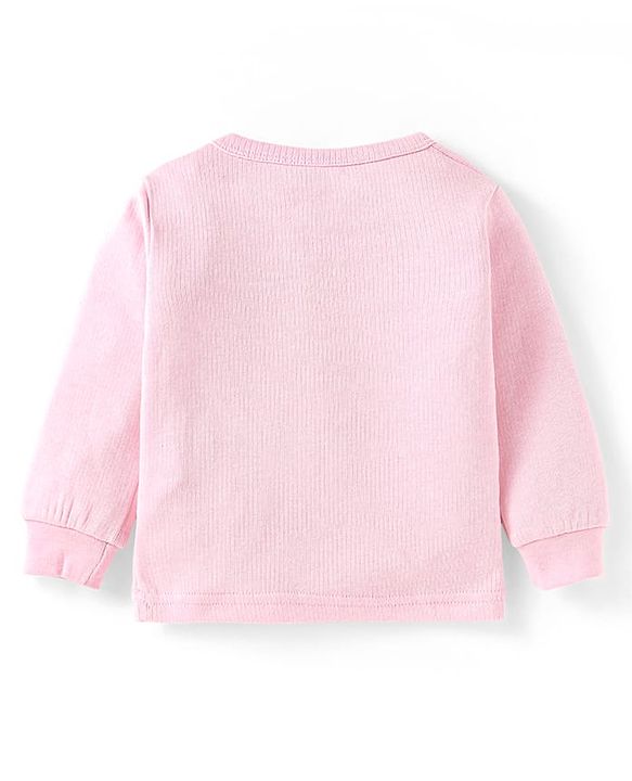 Babyhug Full Sleeves Solid Colour Thermal Pullover Vests & Pant Set - Pink