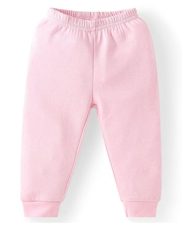 Babyhug Full Sleeves Solid Colour Thermal Pullover Vests & Pant Set - Pink