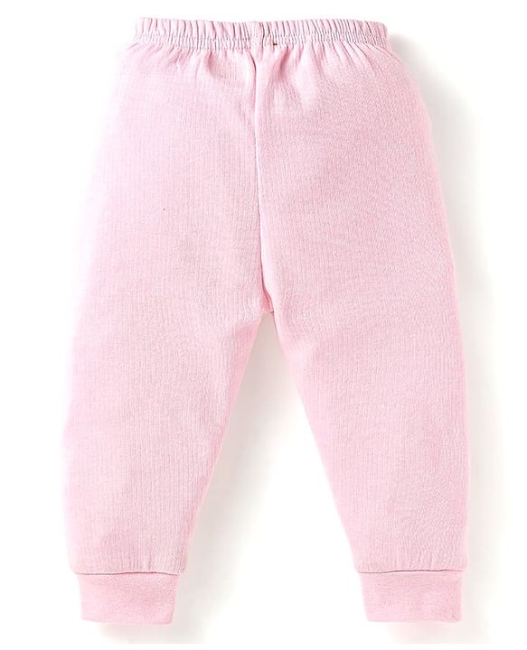 Babyhug Full Sleeves Solid Colour Thermal Pullover Vests & Pant Set - Pink