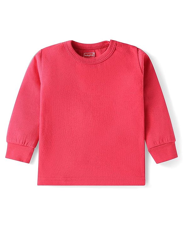 Babyhug Full Sleeves Solid Colour Thermal Pullover Vests & Pant Set - Red