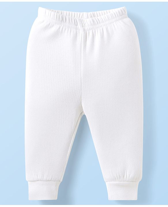 Babyhug Full Sleeves Front Open Solid Thermal Vest & Leggings - White