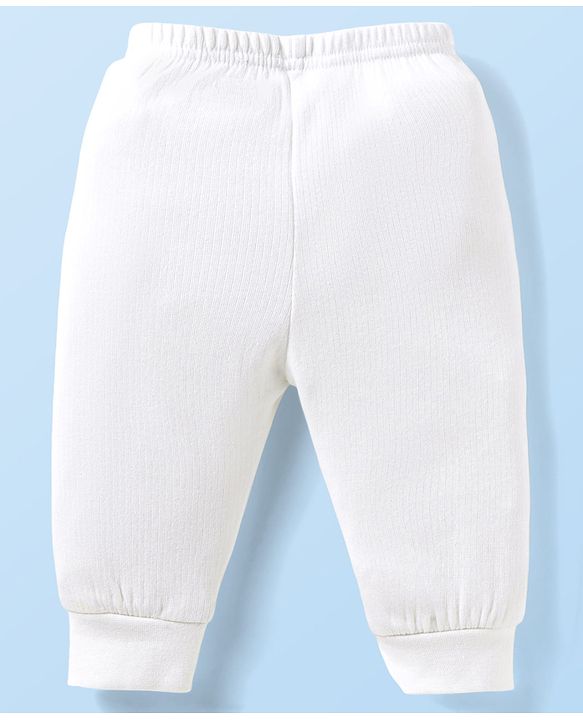 Babyhug Full Sleeves Front Open Solid Thermal Vest & Leggings - White