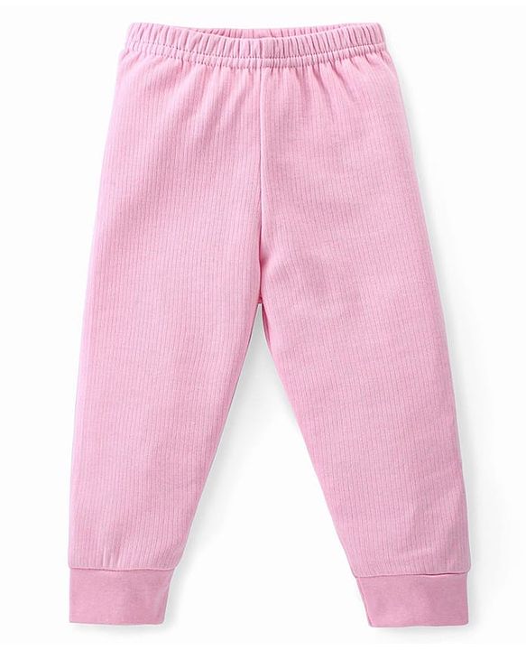 Babyhug Full Sleeves Solid Colour Thermal Vest & Pant Set - Pink