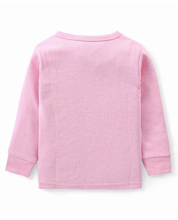 Babyhug Full Sleeves Solid Colour Thermal Vest & Pant Set - Pink