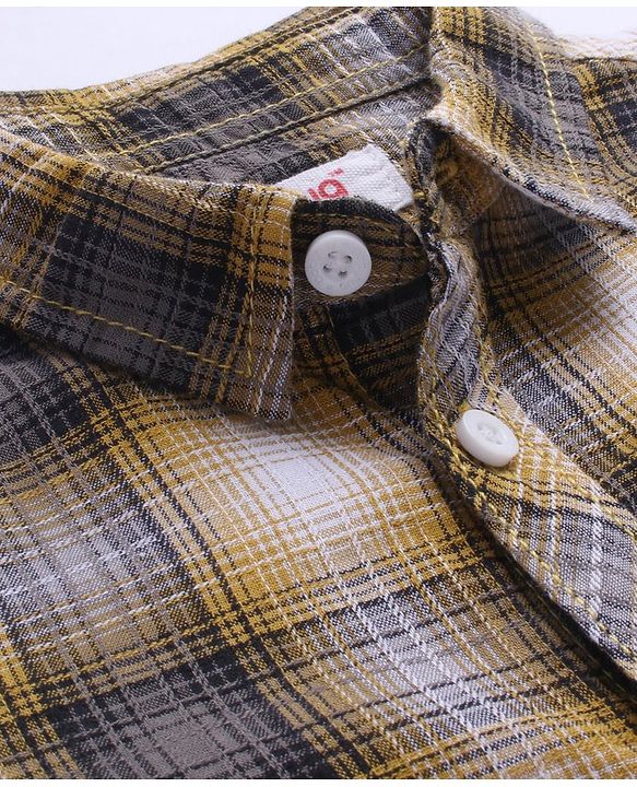 Babyhug Cotton Woven Full Sleeves Checkered Shirt With Printed T-Shirt - White