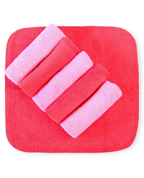 Babyhug Cotton Knit Hand & Face Towels Pack of 6- Baby Pink & Dark Pink