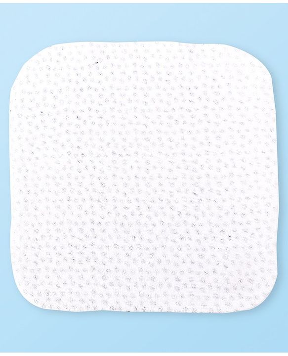 Babyhug Cotton Knit Hand & Face Towels With Polka Dot Print Pack of 6- Navy Blue & White