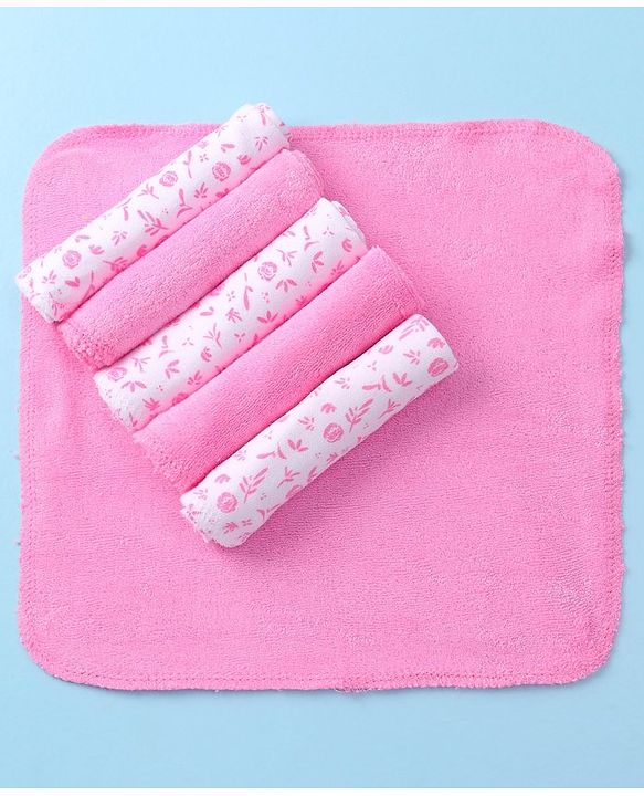 Babyhug Terry Knit Wash cloth L 25.4 x B 25.4 cm Pack of 6 - Multi Colour