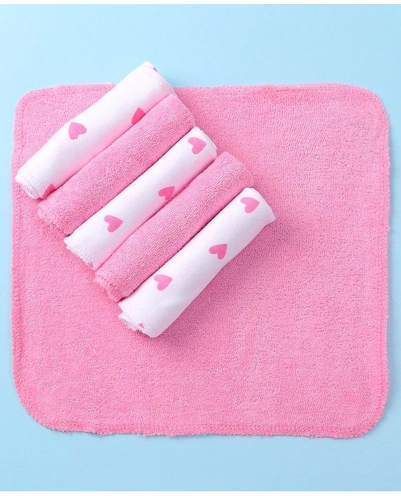Babyhug Terry Knit Wash cloth L 25.4 x B 25.4 cm Pack of 6 - Multi Colour