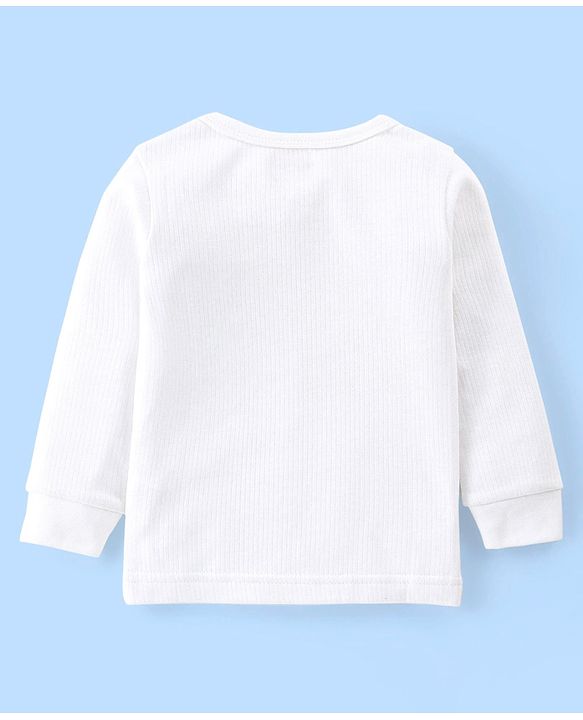 Babyhug Full Sleeves Solid Color Front Open Thermal Vest & Pullover Combo Set Pack Of 2- White