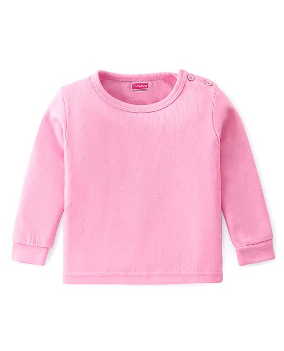 Babyhug Cotton Knit Full Sleeves Front Open and Pullover Solid Color Thermal Wear Pack Of 2 - Pink