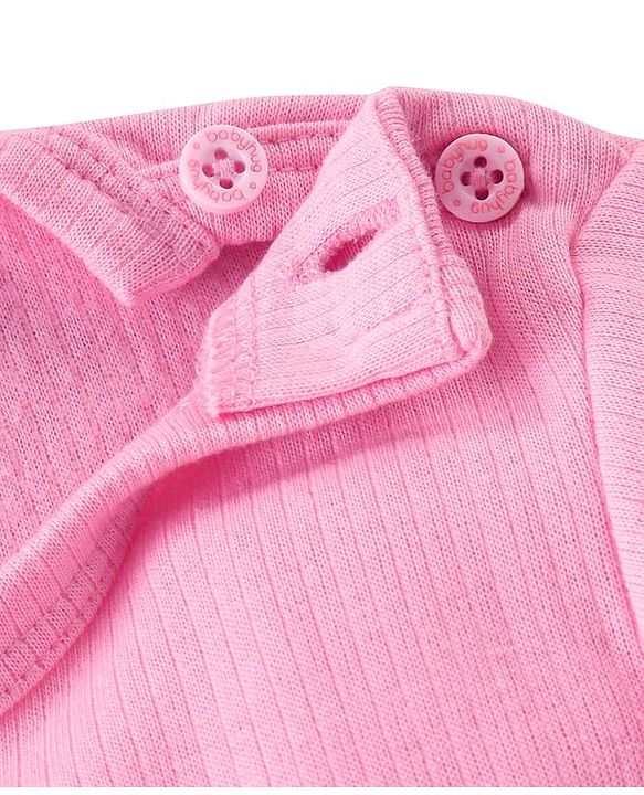 Babyhug Cotton Knit Full Sleeves Front Open and Pullover Solid Color Thermal Wear Pack Of 2 - Pink
