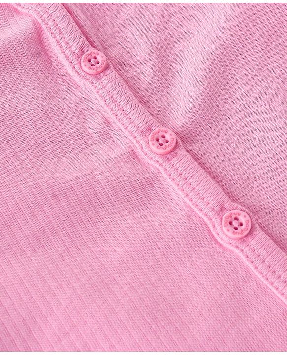 Babyhug Cotton Knit Full Sleeves Front Open and Pullover Solid Color Thermal Wear Pack Of 2 - Pink
