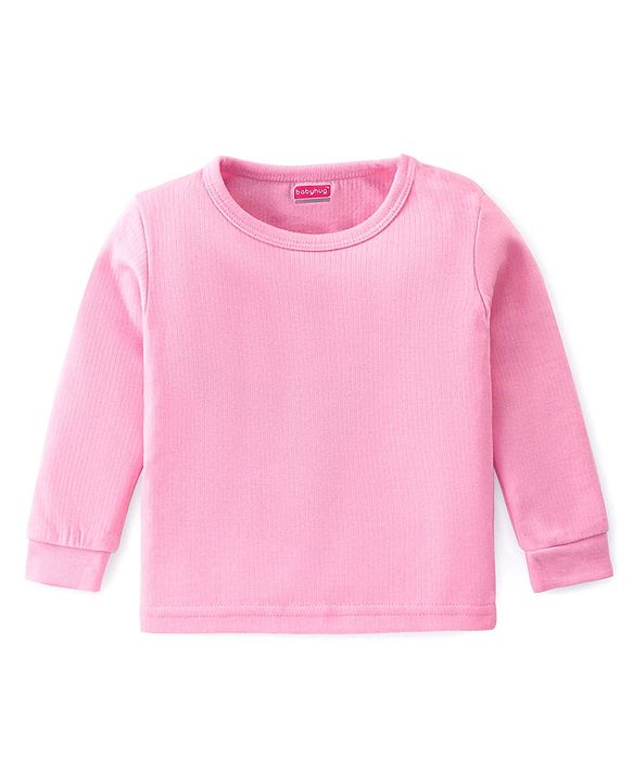 Babyhug Cotton Knit Full Sleeves Front Open and Pullover Solid Color Thermal Wear Pack Of 2 - Pink