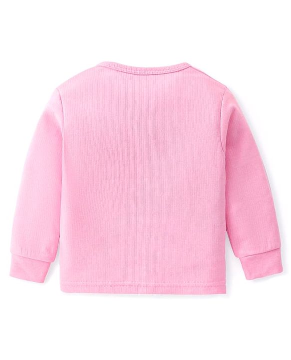 Babyhug Cotton Knit Full Sleeves Front Open and Pullover Solid Color Thermal Wear Pack Of 2 - Pink