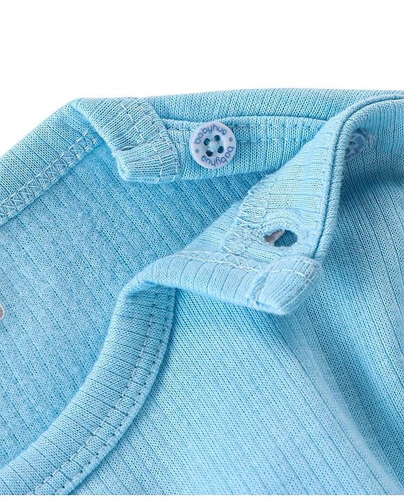 Babyhug Cotton Full Sleeves Solid Colour Pullover & Front Open Thermal Vests Pack of 2 - Light Blue