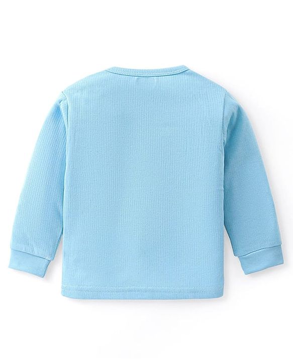 Babyhug Cotton Full Sleeves Solid Colour Pullover & Front Open Thermal Vests Pack of 2 - Light Blue
