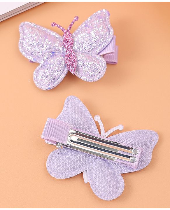 Babyhug Hair Accessories Combo Sets with Butterfly Applique Free Size Pack of 3 - Purple