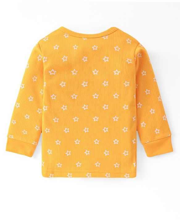 Babyhug  Full Sleeves Thermal T-Shirt Vest & Pant Set with Star Print - Yellow
