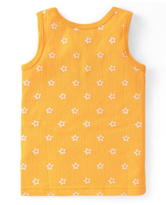 Babyhug  Full Sleeves Thermal T-Shirt Vest & Pant Set with Star Print - Yellow