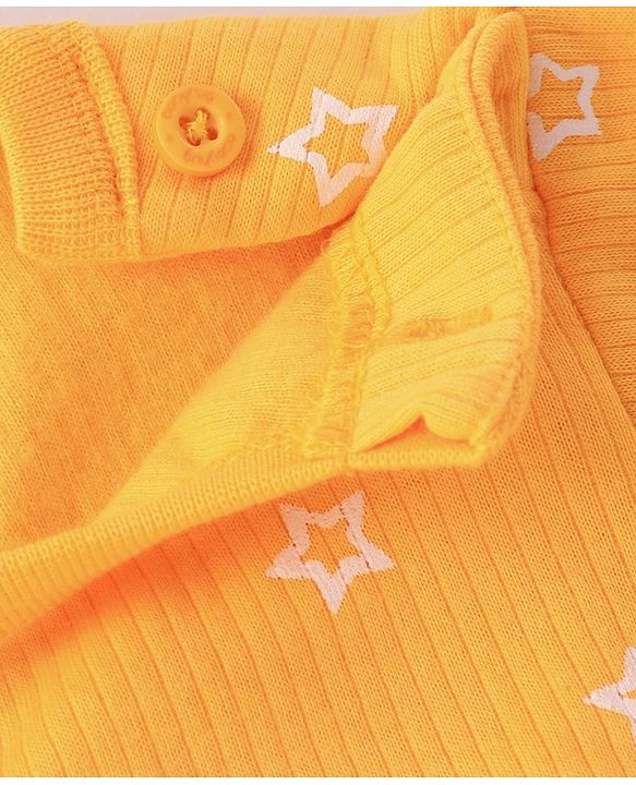Babyhug  Full Sleeves Thermal T-Shirt Vest & Pant Set with Star Print - Yellow