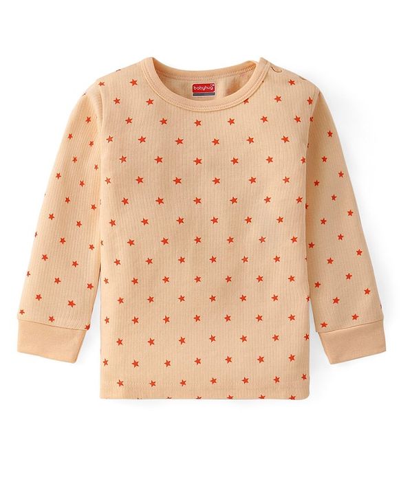 Babyhug Full Sleeves Thermal Wear Set Star Print - Yellow