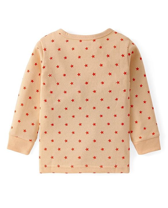 Babyhug Full Sleeves Thermal Wear Set Star Print - Yellow