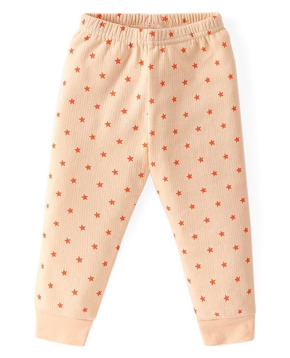 Babyhug Full Sleeves Thermal Wear Set Star Print - Yellow