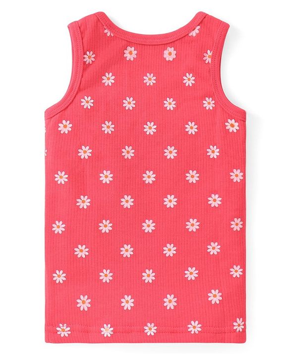 Babyhug Full Sleeves Thermal Wear Vest T-Shirt & Pant Set with Floral Print -Pink