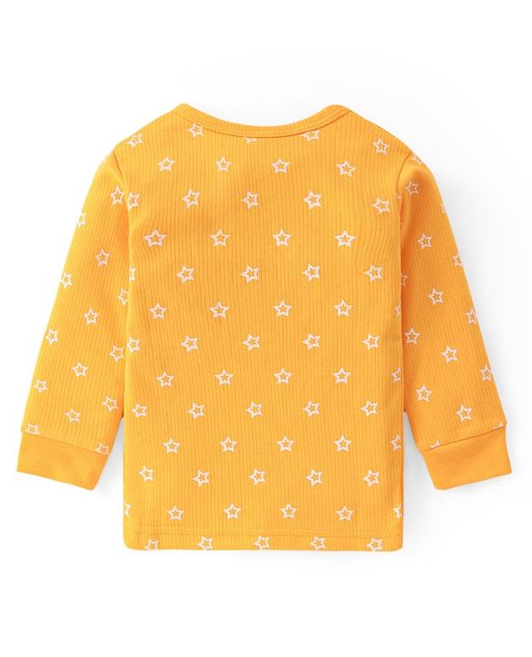 Babyhug Full Sleeves Front Open Thermal Vest & Leggings with Floral Print - Yellow