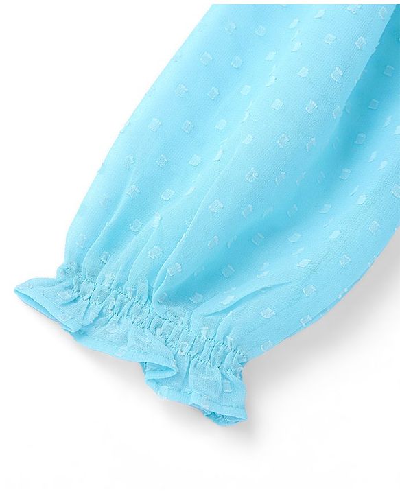 Babyhug Rayon Woven Full Sleeves Printed Top - Light Blue