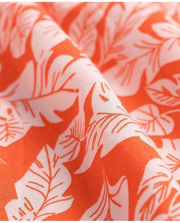 Babyhug Rayon Woven Full Sleeves  Top with Leafy Print -Orange