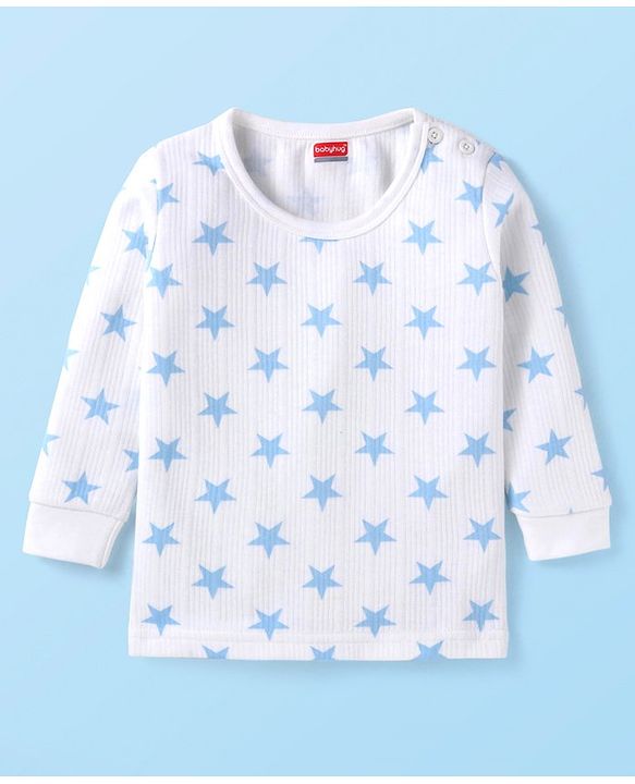 Babyhug Full Sleeves Vest Pullover & Bottom Thermal Wear Combo Star Print Pack Of 3 - White