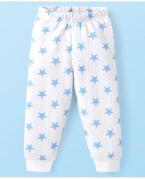 Babyhug Full Sleeves Vest Pullover & Bottom Thermal Wear Combo Star Print Pack Of 3 - White