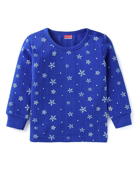 Babyhug Full Sleeves Vest Pullover & Bottom Thermal Wear Combo Star Print Pack Of 3 - Blue