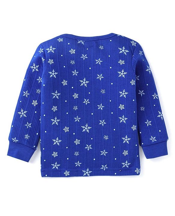 Babyhug Full Sleeves Vest Pullover & Bottom Thermal Wear Combo Star Print Pack Of 3 - Blue