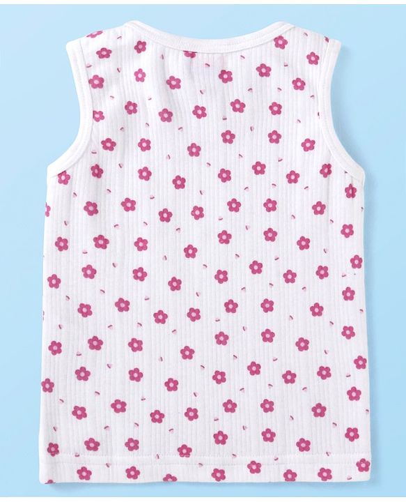 Babyhug Full Sleeves Vest Pullover & Bottom Thermal Wear Combo Floral Print Pack Of 3 - White