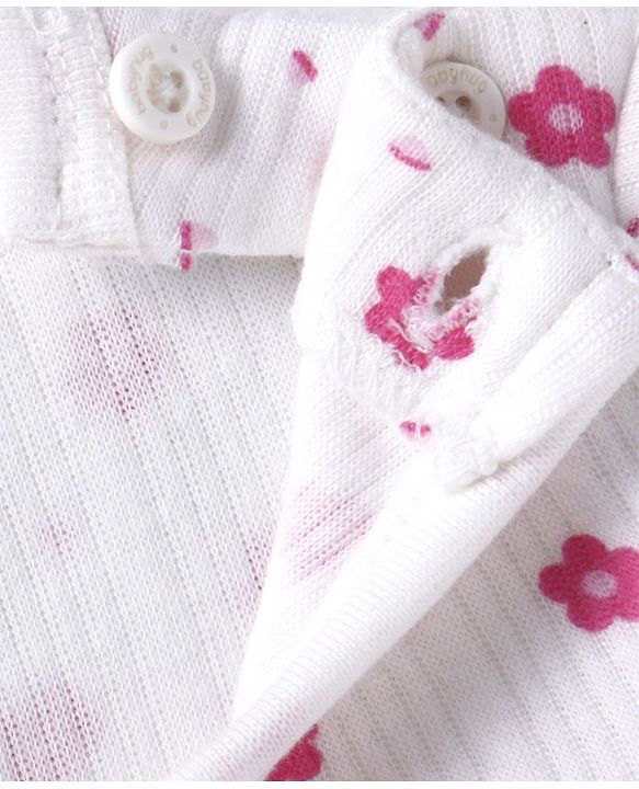 Babyhug Full Sleeves Vest Pullover & Bottom Thermal Wear Combo Floral Print Pack Of 3 - White