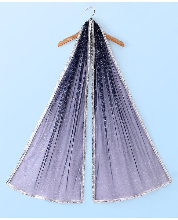Pine Kids Woven Sleeveless Sequin Embroidered Choli Lehenga Set with Dupatta - Navy Blue