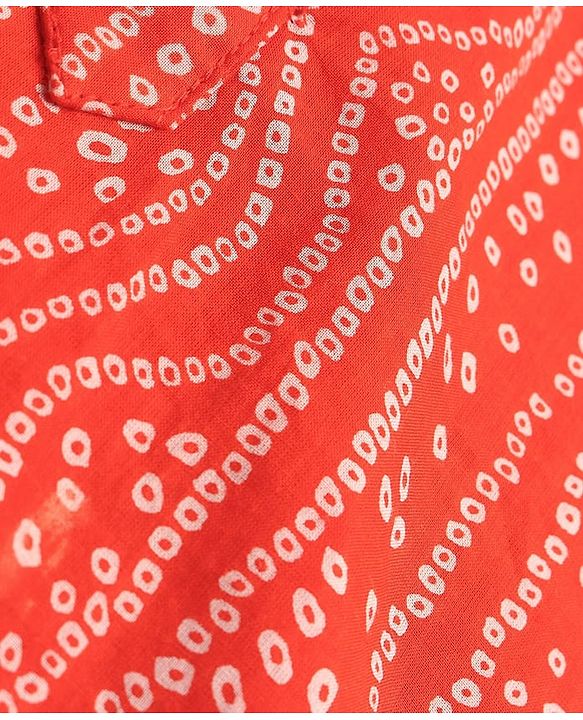 Pine Kids Cotton Woven Full Sleeves Kurta Pyjama Set with Bandhani Print - Red