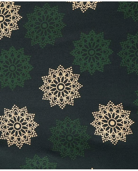 Pine Kids Cotton Woven Full Sleeves Kurta Pyjama Set Foil Print - Dark Green