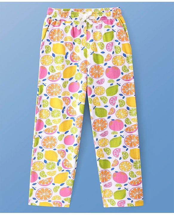 Pine Kids Single Jersey Knit Half Sleeves Night Suit With Fruits Print - Multicolor