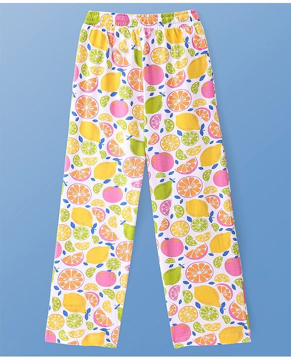 Pine Kids Single Jersey Knit Half Sleeves Night Suit With Fruits Print - Multicolor